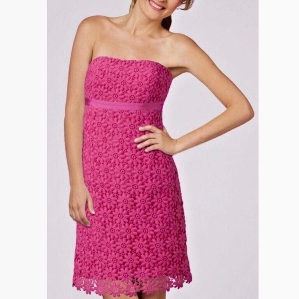 Lilly Pulitzer Hotty Pink Strapless Floral Dress - Picture 3 of 6